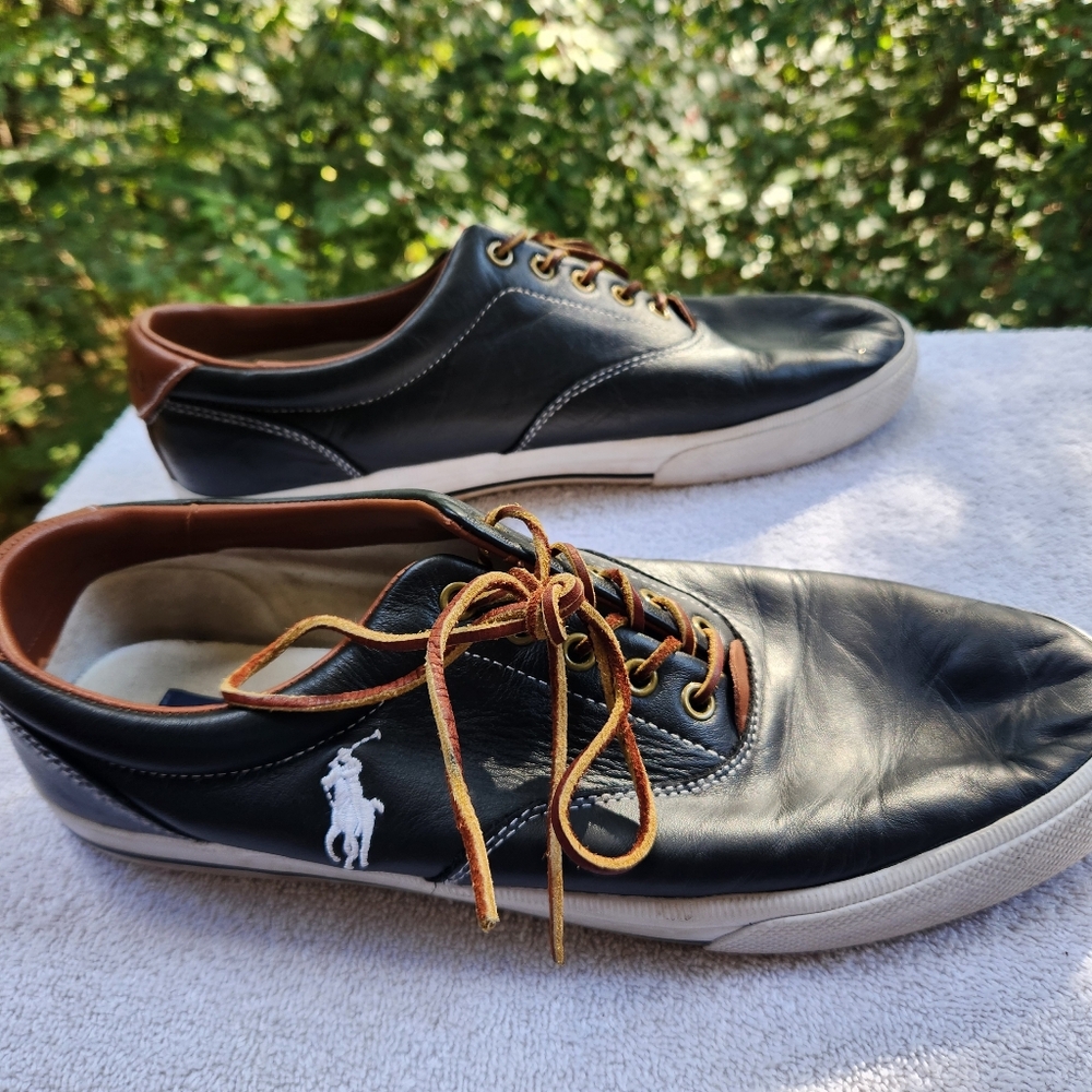🌟 Polo Ralph Lauren Vaughn Leather Low-Top Sneakers - Men's Size 12D 🌟